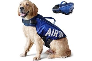 BECROWM Dog Life Jacket Ripstop Dogs Life Vest for Swimming Boating Dog Safety Vest Adjustable Preserver with High Buoyancy and Durable Rescue Handle for Small,Medium,Large Dogs (Medium)