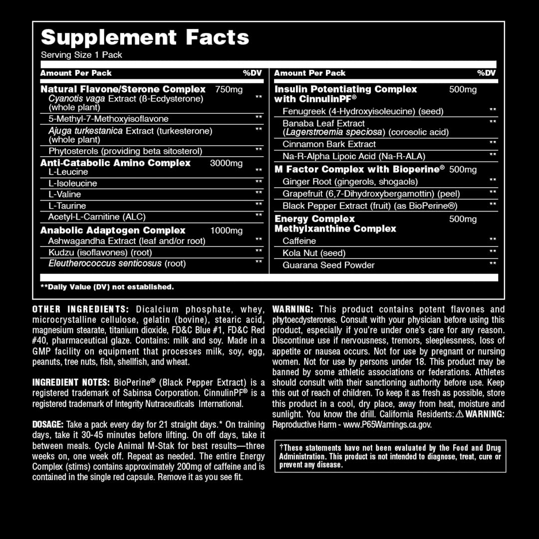Animal TNT+ Test Booster & M-Stak Muscle Building Stack for Men - 21 Count