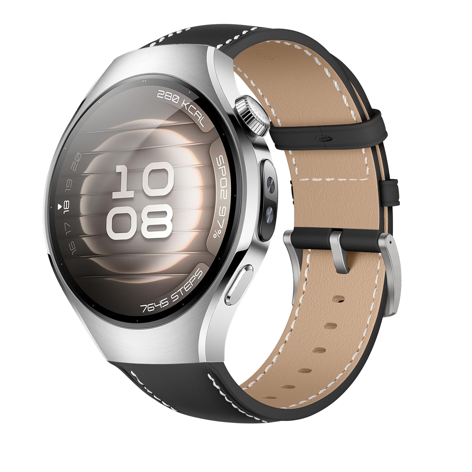 KoGiio 18MM Strap Compatible with Huawei Watch GT 6/5 / 4 41mm / Watch 5 42mm / GT 5 Pro 42mm, PU Leather Adjustable Soft Replacement Bracelet Strap Black