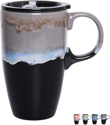 Amazon.com: Bosmarlin Ceramic Travel Coffee Mug with Lid, 21 oz, Portable Coffee  Cup for Car Cup Holder, Microwave and Dishwasher Safe, Reactive Glaze :  Home & Kitchen