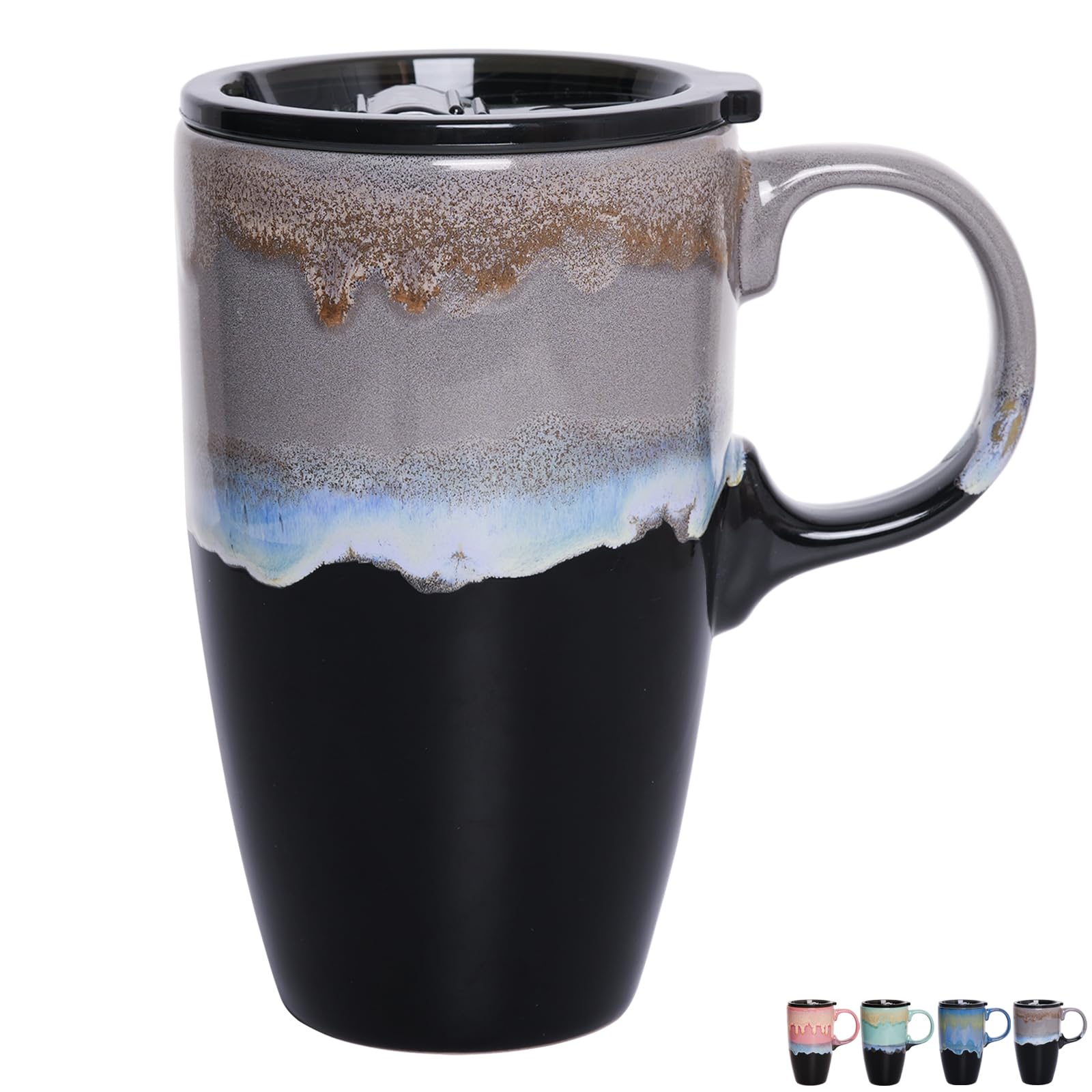 Photo 1 of Bosmarlin Ceramic Travel Coffeel Mug with Handle and Lid, 18 oz, Portable Coffee Cup for Car Cup Holder, Microwave and Dishwasher Safe, Reactive Glaze (Grey)1041443830
LPNPMDH9849643
