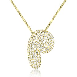 KissYan Bubble Letter Necklace, 14K Gold Plated