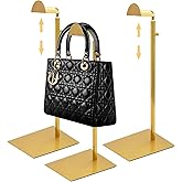 Royxen 3 Pack Purse Holder, Purse Display Stand with Adjustable Height, Bag Stands for Display, Stainless Steel Purse Rack for Bags Organizer (Gold)