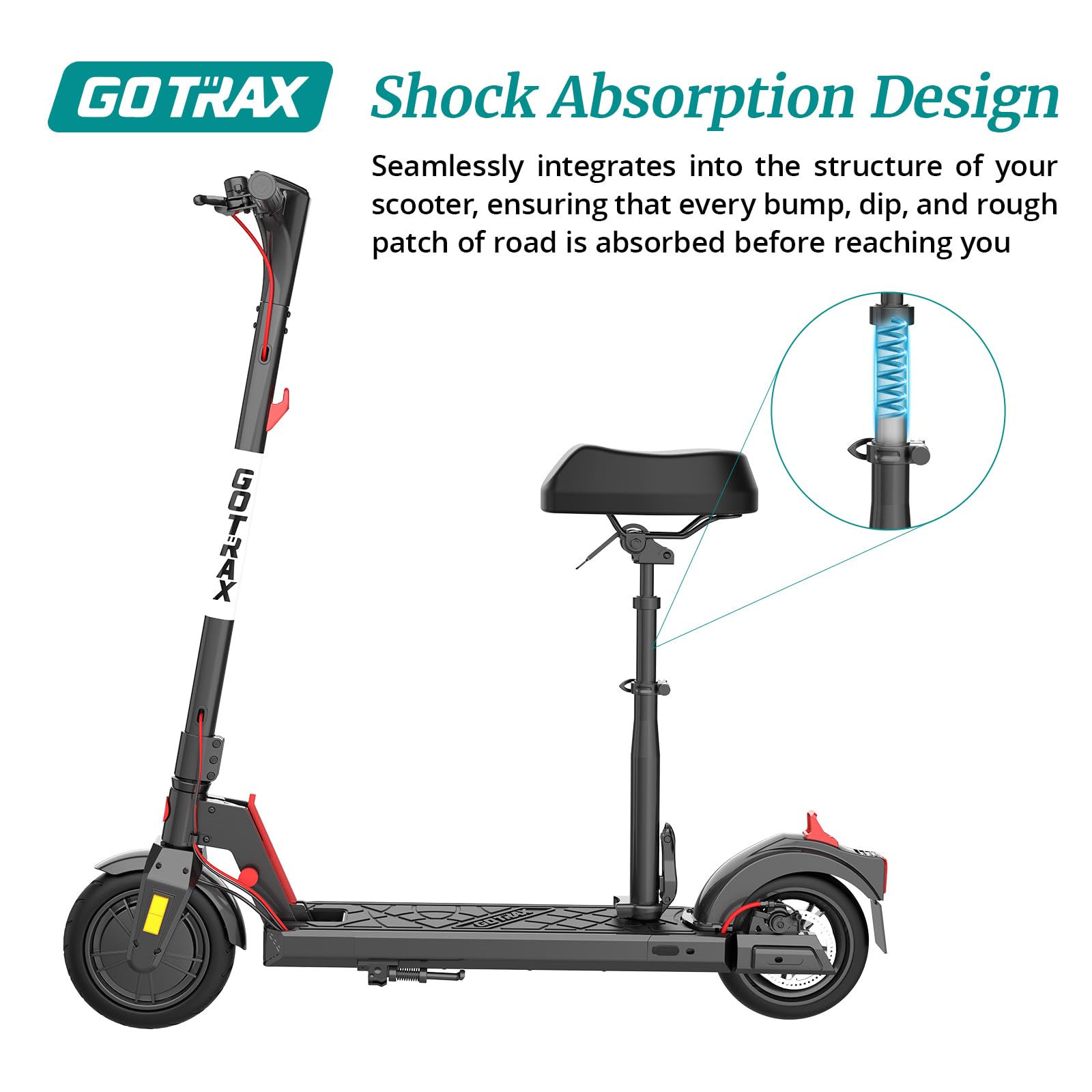 Gotrax Foldable Scooter Saddle Seat, Only for APEX MAX, Fusion E-Scooter, Adjustable, Comfortable with Shock Absorption, Supports up to 264lbs