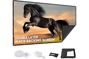 Projector Screen 2025 Upgraded - Black Backing,Straight Edges, Foldable, Washable and Wrinkle-Free - for Indoor Home Theater 