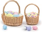 woodluv Storage Baskets Set of 2 Round Wicker Handles Natural view 3