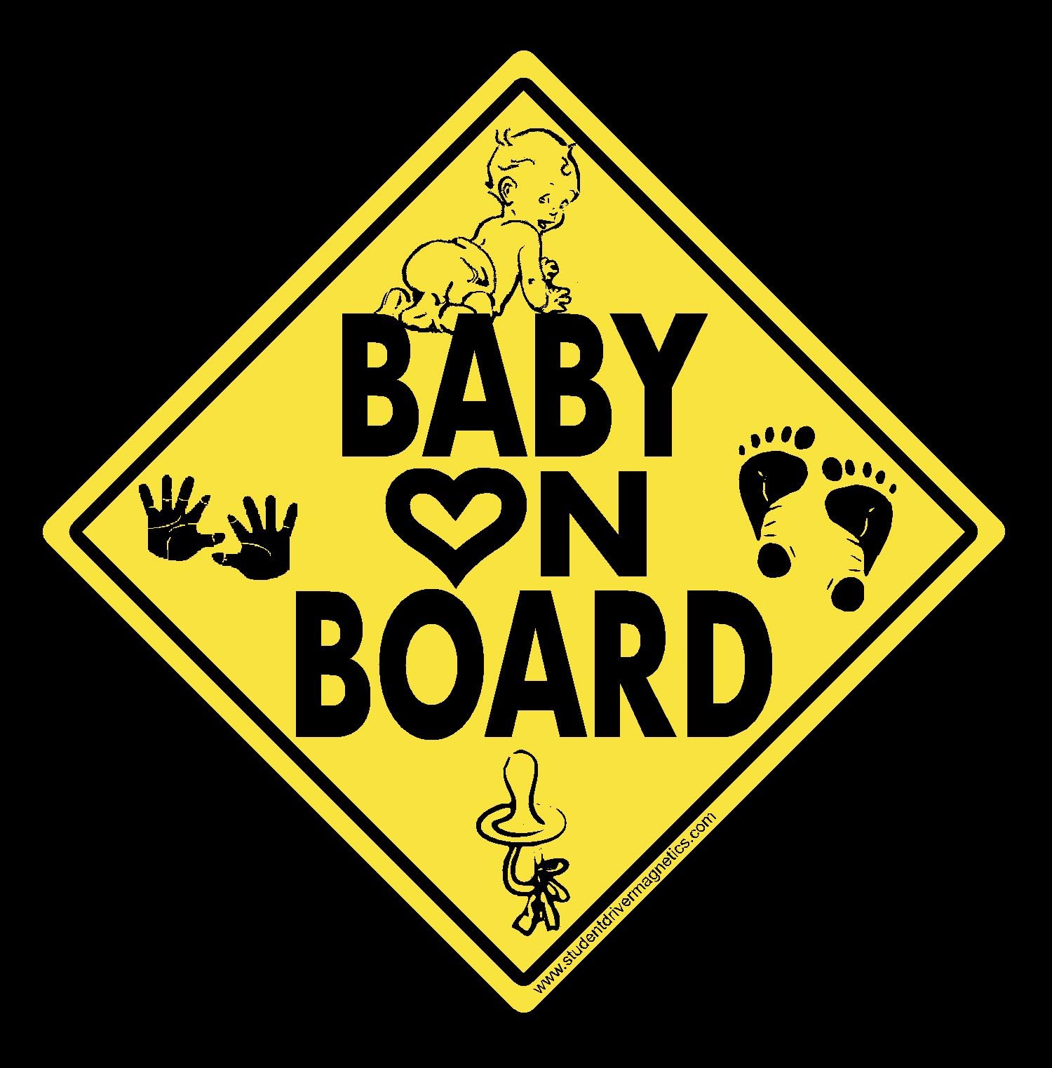 Baby on Board Decal Black & Yellow Reflective with Graphics