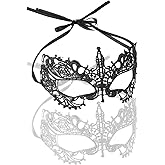 Zelphvt 2 Pcs Mask Masquerade, Masquerade Mask for Women Lace Masks Venetian Masks for Costume Party Prom Ball Carnival, Black & White