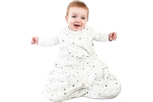 Woolino Merino Wool and Organic Cotton Baby Sleep Bag - 4 Season Classic Sleep Sack for Baby - Two-Way Zipper Sleeping Bag for Baby and Toddler - 0-6 Months - Stars