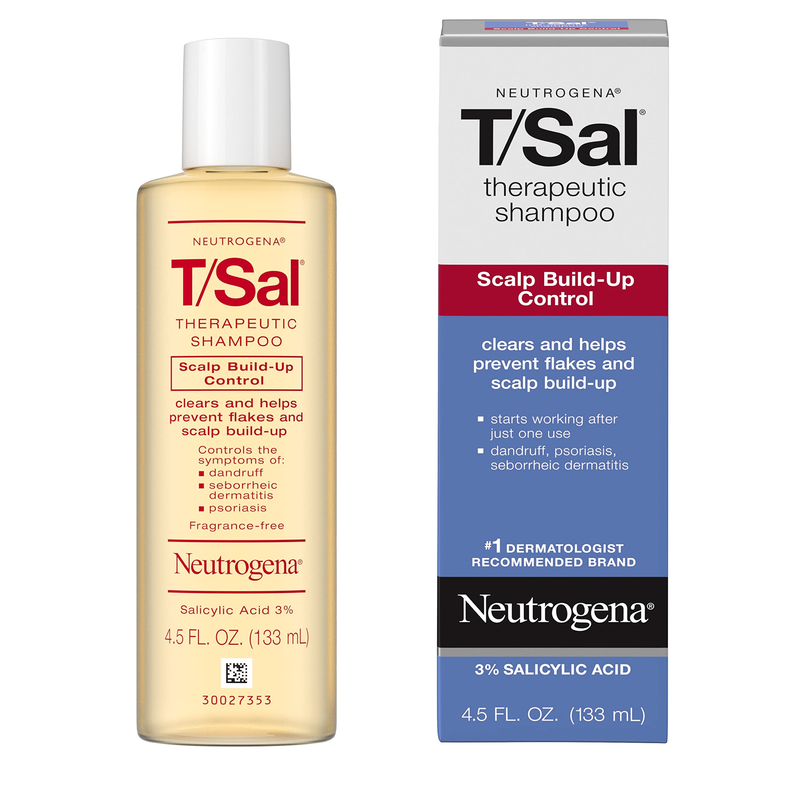 Neutrogena T/Sal Therapeutic Scalp Shampoo for Scalp Build-Up Control with 3% Salicylic Acid, Scalp Treatment for Dandruff, Scalp Psoriasis & Seborrheic Dermatitis Relief, 4.5 fl. oz (Pack of 6)