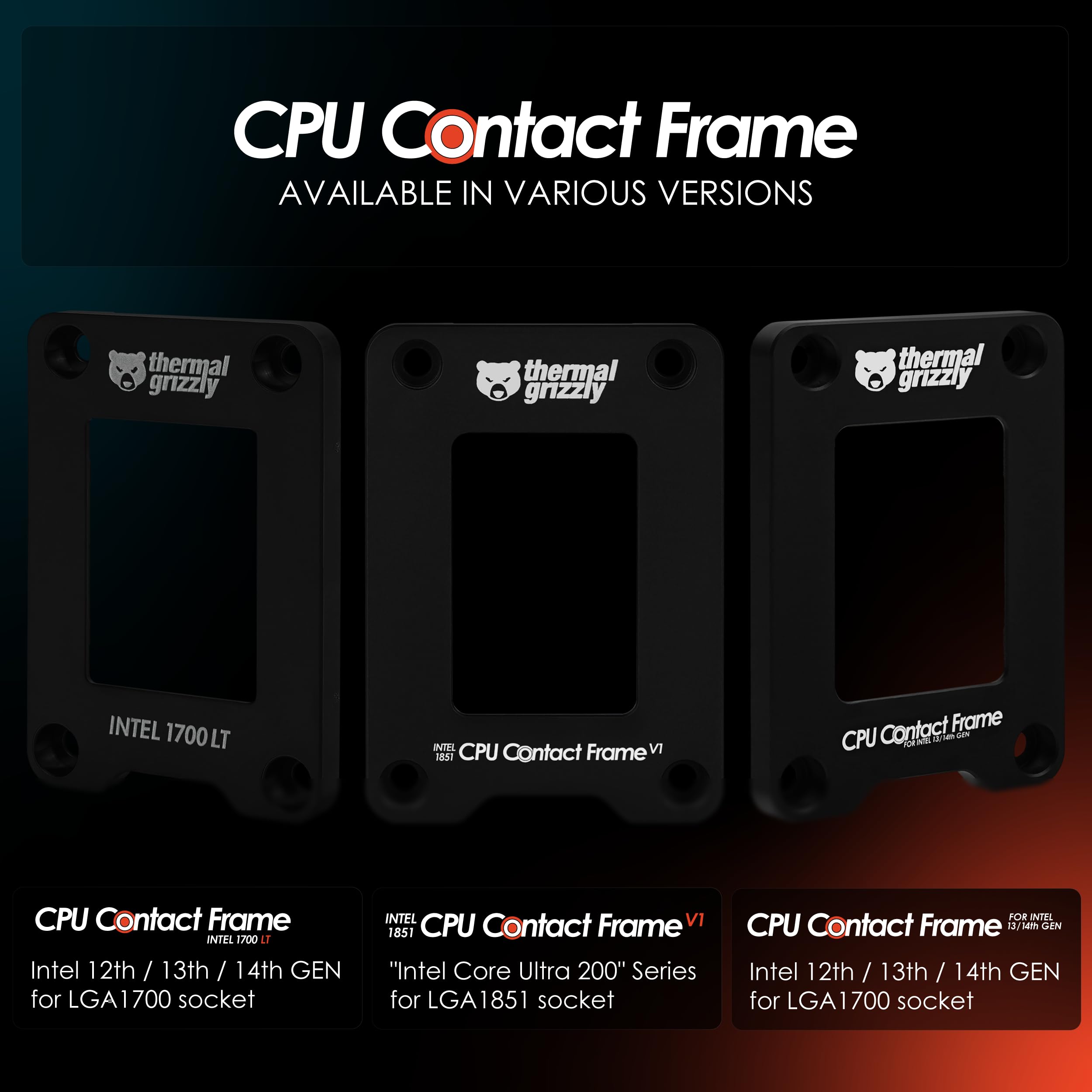 Thermal Grizzly - CPU Contact Frame Intel 13th & 14th Generation - for Optimized CPU Contact Pressure to Improve The Cooling Performance - Easy Install