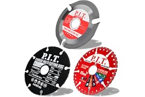 P.I.T. 3-in-1 Set 4 1/2 Inch Cut Off Wheel for Wood/Metal/Marble/Plastic-4 1/2 Metal Cutting Blade for 7/8 Inch Arbor Angle Grinder, Cutting Disc 4.5 Inch - 115 mm (3PCS)