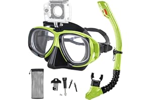BODY+ Nearsighted Snorkeling Gear for Adults Youth, Professional Full Dry Top Silicone Snorkel Set, Anti-Fog Scuba Diving Mask with Adjustable Strap