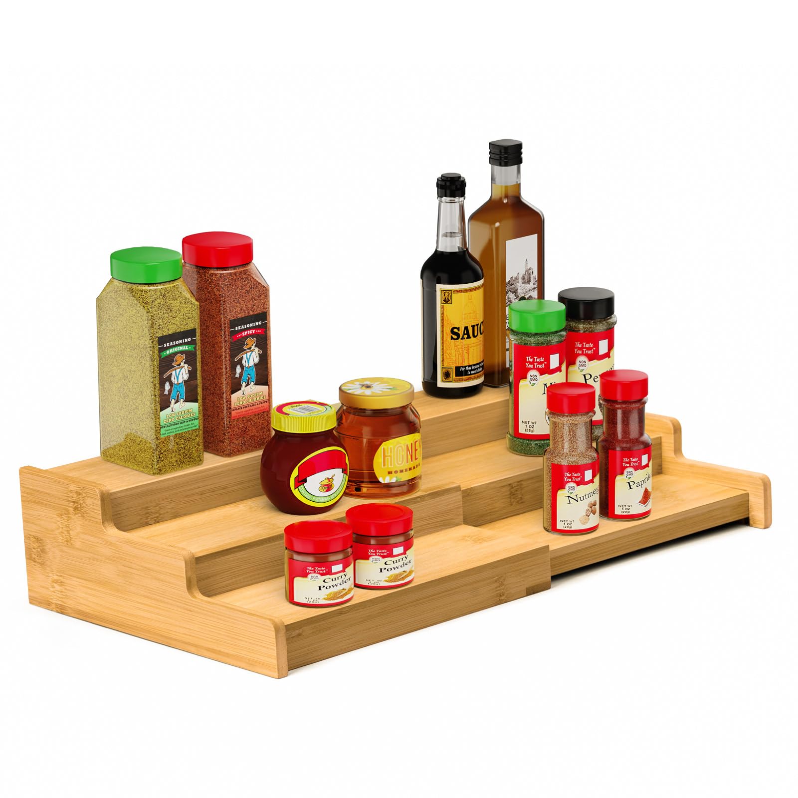 Photo 1 of VenDotbi Spice Rack Organizer, 3 Tier Expandable Bamboo Spice Rack Organizer, Great for Kitchen Cabinet, Cupboard, Pantry and More-Bamboo