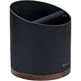 Normcore Espresso Knock Box, 1L Capacity Holds 20-25 Espresso Pucks, Stainless Steel with Walnut Non-Slip Base, Knock Bin For Home Baristas, Black