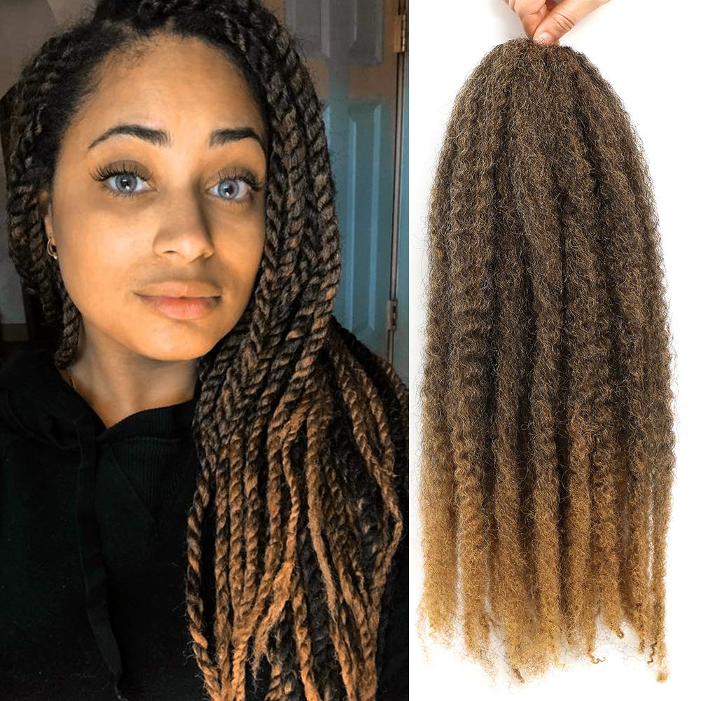 6 Packs Marley Twist Braiding Hair 24 Inch Marley Hair Crochet Braids Long Afro Kinky Synthetic Kanekalon Fiber Marley Hair For Twists Braiding Hair Extensions (24inch, T27)