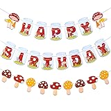 SUNBEAUTY Mushroom Birthday Banner - Mushroom
