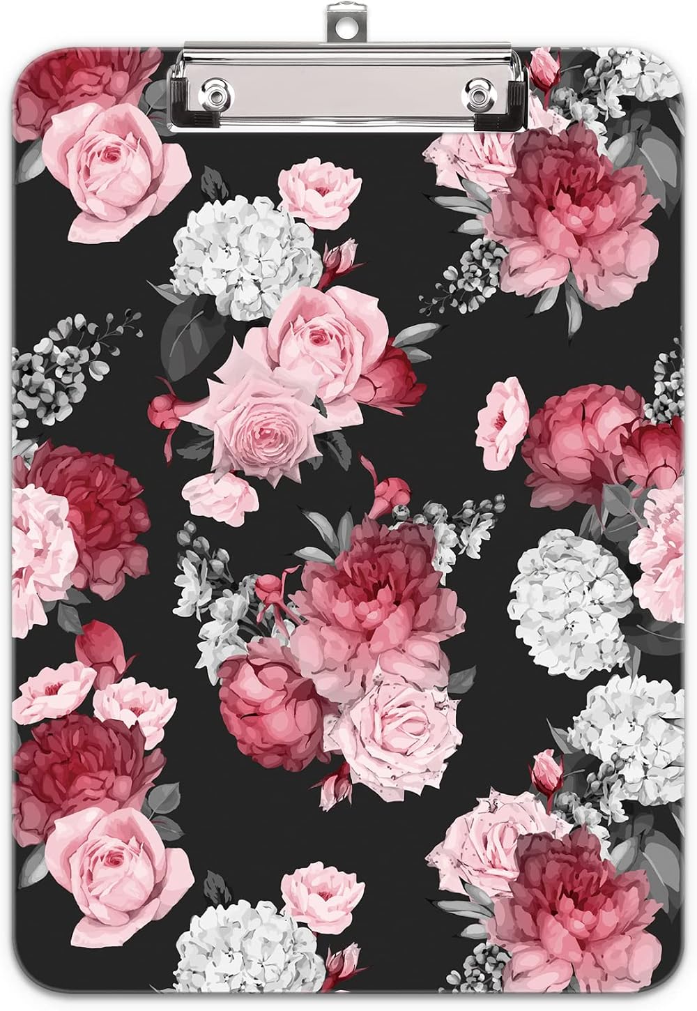 Hnogri A4 Clipboard Pink Rose Low-Profile Clip Fashion Design
