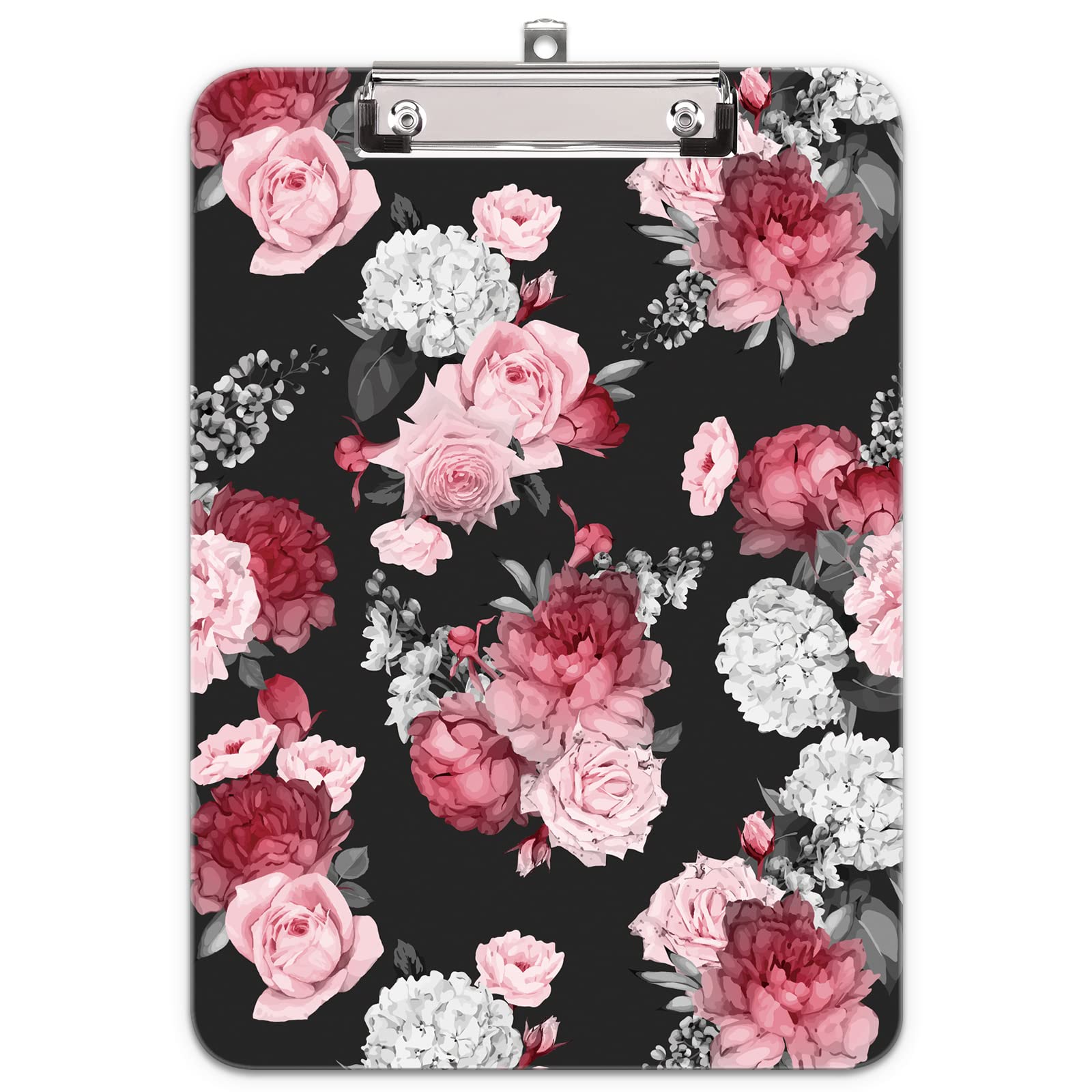 Hnogri Plastic Clipboard A4, Fashion Design A4 Letter Size Clipboards & Forms Holders for Office Supplies Lawyers,School Students and Kids, Low Profile Clip Cute Clipboard Folder, Pink Rose — image 1