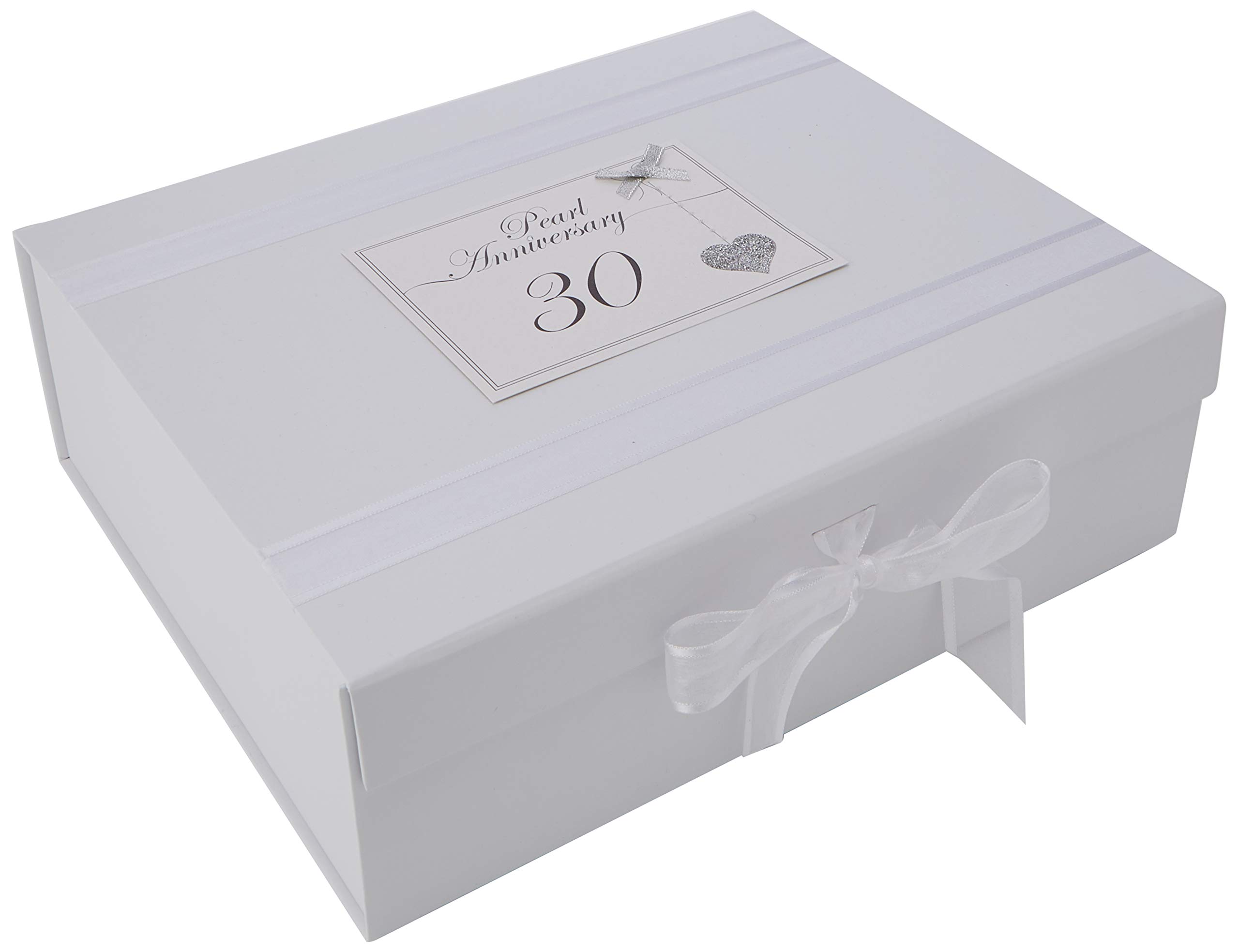 White Cotton Cards 30th Anniversary Sparkling Love Heart Large Keepsake Box (LLA30X)