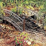 4 Foot Black Metal Garden Bridge With Railings Outdoor Lawn Garden Landscaping Decoration