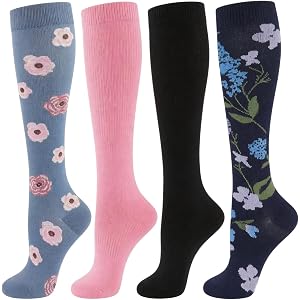 Snox Compression Socks Women - 15-20mmHg Graduated Support Knee High Socks for Running, Athletic, Flight Travel & Daily Wear