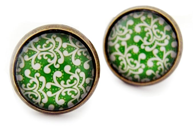 Miss Lovie Ohrstecker Vintage Blumen Ohrringe Flower Cabochon 12mm Ohrschmuck