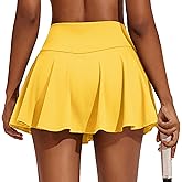 PINSPARK Womens Tennis Skirt Pleated Athletic Skirts with Pockets Shorts High Waisted Golf Skort for Workout Pickleball