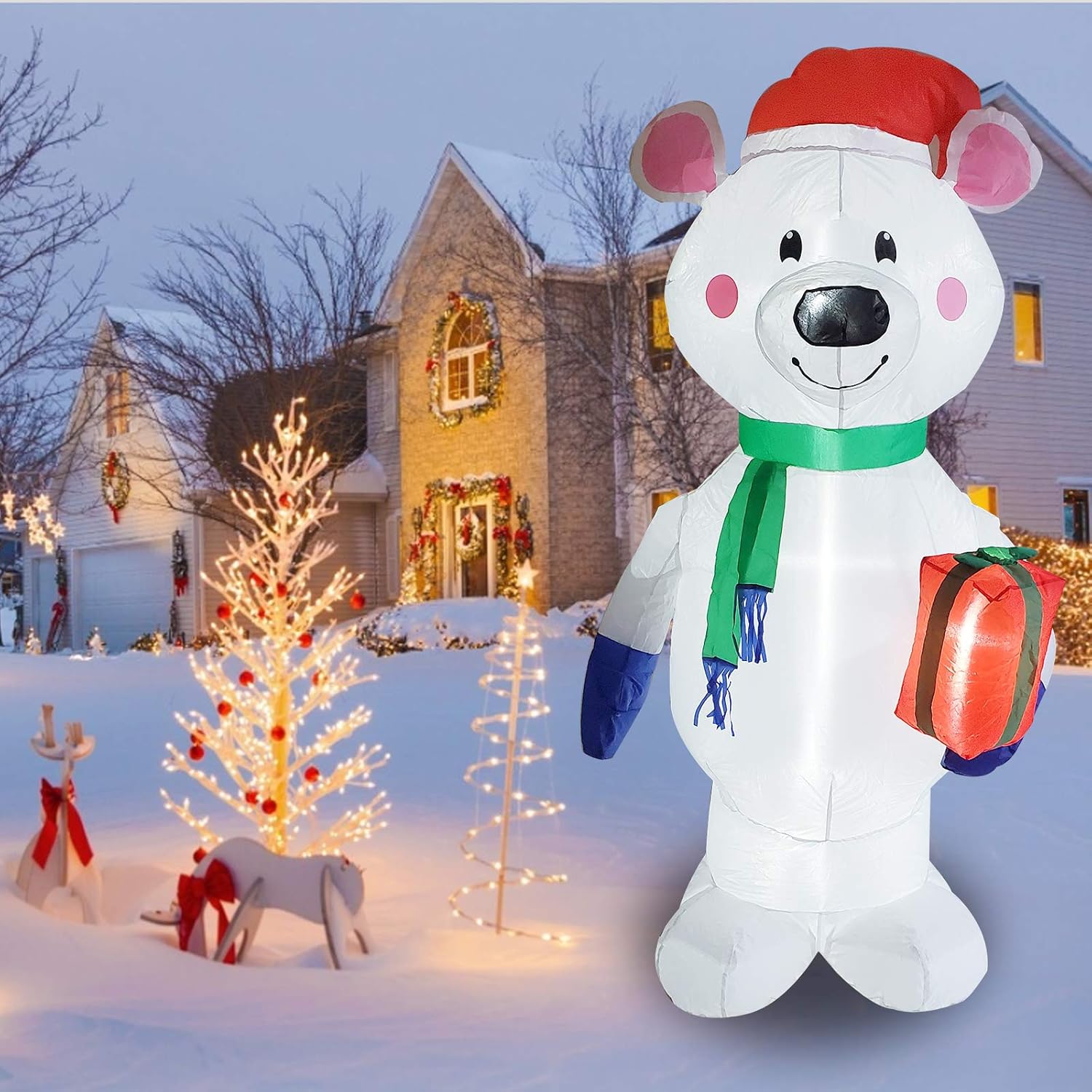Poptrend Inflatable Christmas Decorations 6feet Inflatable Polar Bear Christmas X Mas Yard Inflatables With Bright Led Christmas Lights Wacky Funny Colorful Festive Holiday Spirit 6 Feet Amazon In Garden Outdoors Polar Bear Christmas Outdoor Decoration Led Lights