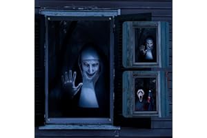 YUSPENYE 2 Pack of Halloween Sister Ghost Window Door Scary Cover, Halloween Decoration, Party Decors
