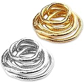 Wshxjzyay 2 Pack Bendable Necklaces for Women,Bendable Snake Chain Infinite Loop Necklace Gold,Collar Multiusos, Versatile Flexible Adjustable Snake Bracelet Choker