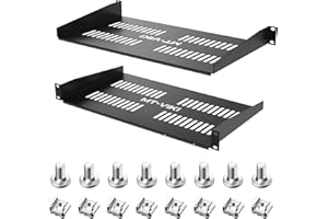MT-VIKI 2-Pc 19 inch Rack Shelf, 1U Server Rack Shelf 10" Deep, Universal Vented Rack Mount Cantilever Tray for Rack & Cabinet (2-Packs)