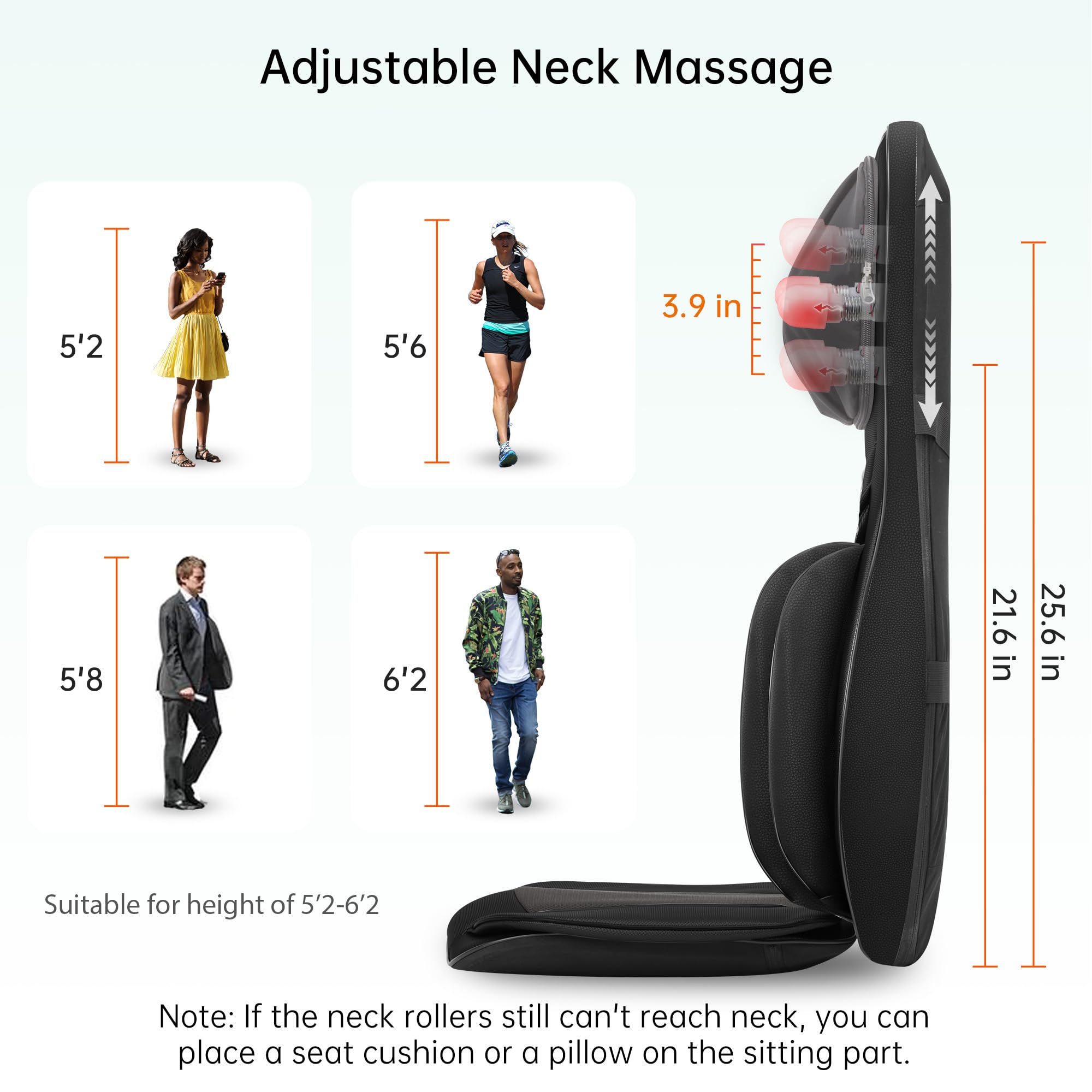 Snailax Shiatsu Neck & Back Massager With Heat, Full Back Kneading Shiatsu And Rolling Massage Black