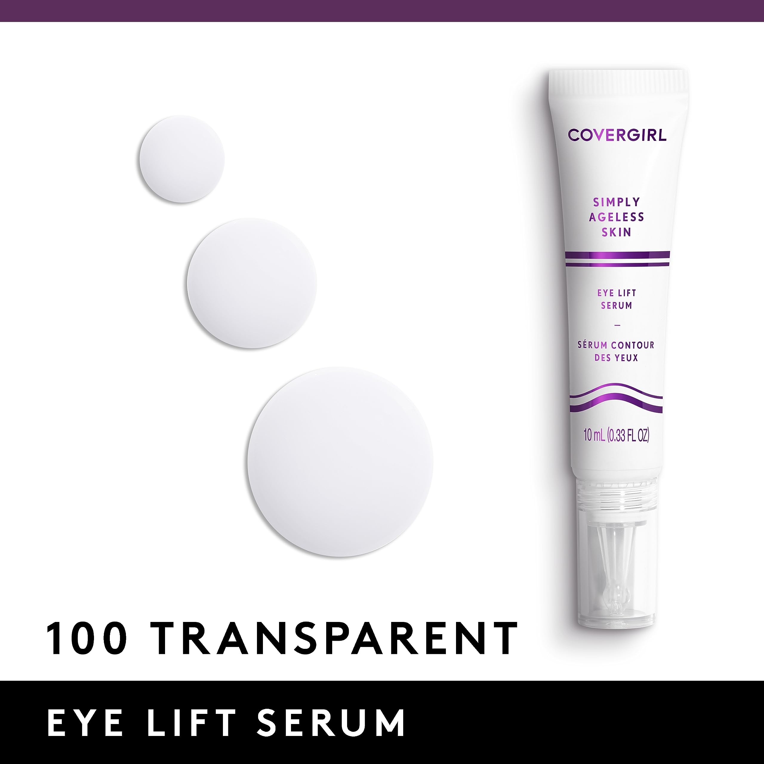 COVERGIRL Simply Ageless Skin Eye Lift Serum, Reduces Wrinkles, 1 Pack, 0.92 Oz ,Serum, Face Serum, Skin Tightening Serum, Anti-Wrinkle Serum, Tighter Skin, Instantly Youthful, Works Well With Makeup