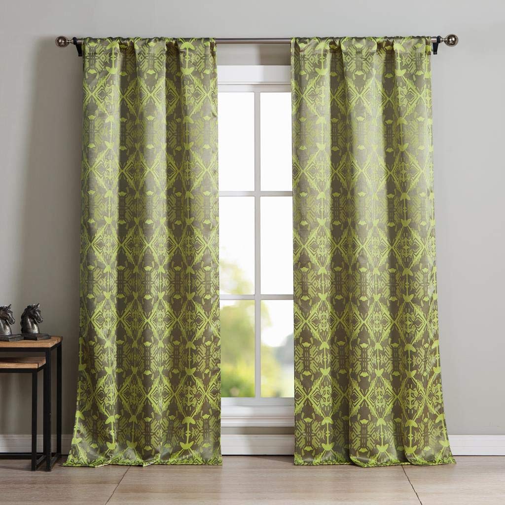 Kensie Vivyan Geometric Pole Top Window Curtain Drapes for Bedroom, Livingroom, Kids Room, Children, Nursery-Assorted Colors-Set of 2 Panels, 37 x 84 Inch, Citrus, 2 Piece