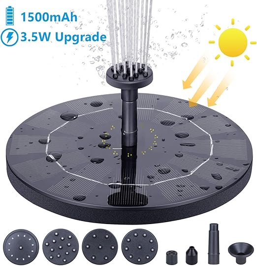 Aisitin Solar Springbrunnen 3 5w Solar Teichpumpe Mit Solar Panel Eingebaute Batterie Wasserpumpe Solar Schwimmender Fontane Pumpe Mit 6 Fontanenstile Fur Garten Vogel Bad Teich Fisch Behalter Amazon De Garten