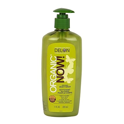 DELON-Made in Canada Organic SLS and Paraben-Free Gentle Body Wash Shower Gel Enriched with Aloe-Vera Leaf Juice Extract and Sunflower with Loofah for Deep Cleansing and Refreshing (325 ml)