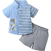 KIMI BEAR Toddler Boys Clothes Baby Boy Outfit Summer Shirt Little Boy Shorts Set Cotton Clothes for Boys