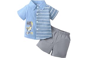 KIMI BEAR Toddler Boys Clothes Baby Boy Outfit Summer Shirt Little Boy Shorts Set Cotton Clothes for Boys