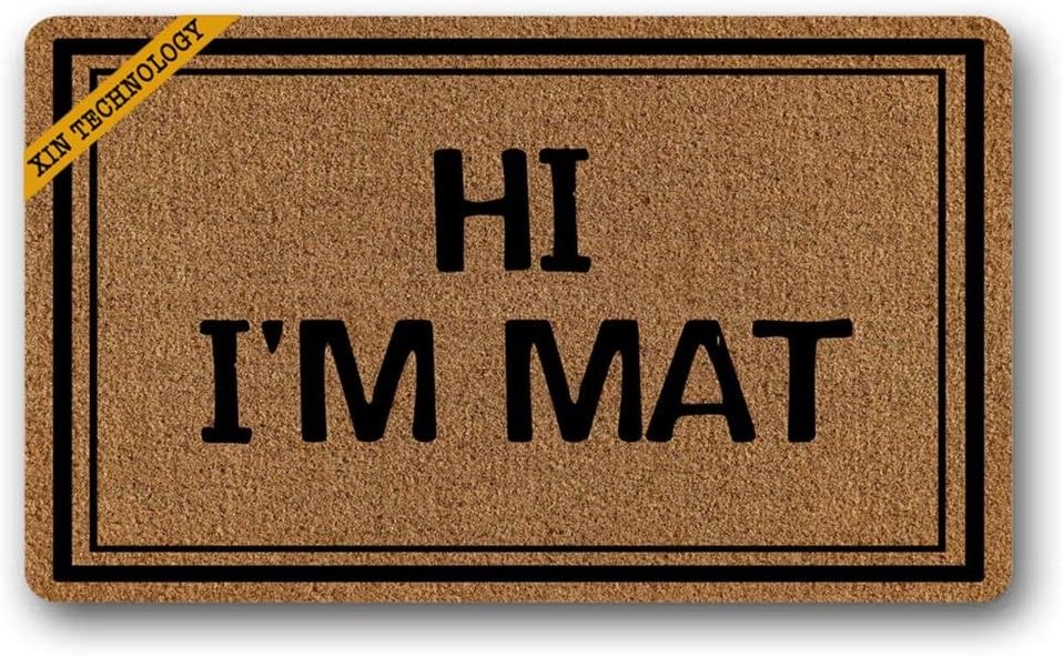 Artsbaba Welcome Doormat Hi I'm Mat Door Mat Rubber Backing Non-Slip Entrance Mat Rug Floor Mat Funny Home Decor Carpet Indoor Mats 30 x 18 Inches