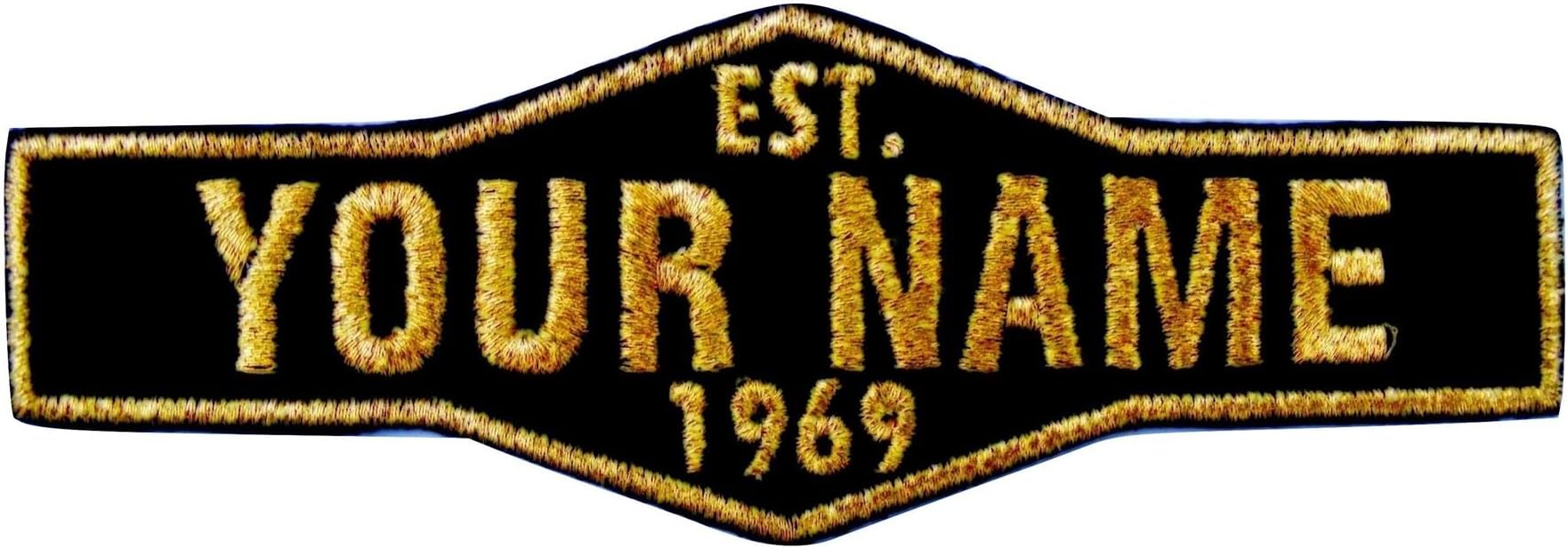 Emporium Embroidery Personalised Established Year Name Embroidered Patches Sew On Iron On Badge Tag Hat Jeans Club