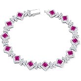 Iefil Tennis Bracelets for Women - 925 Sterling Silver Birthstone Tennis Bracelet, Anniversary Birthday Gifts, Birthstone Jewelry for Women Wife Mom Daughter