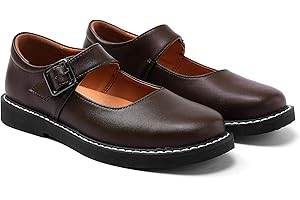 PEDASVON Women's Mary Jane Oxford Shoes Leather Non-Slip Dress Vintage Buckle Design for Casual Formal Work Shoes Girls School Office Comfort Flats.