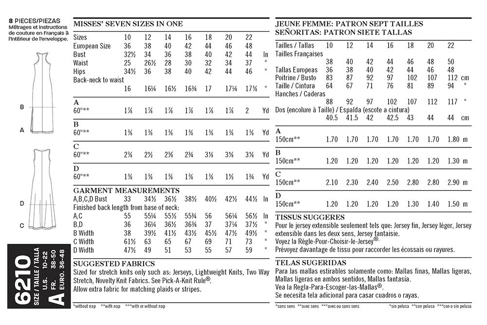 Simplicity Creative Patterns New Look 6210 Misses' Knit Dress in Two Lengths, A (10-12-14-16-18-20-22)