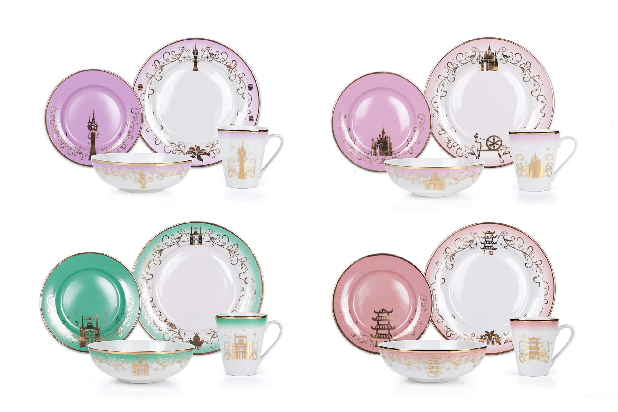 Mua Disney Princess 16-Piece Ceramic Dinnerware Set | Tiana, Rapunzel ...