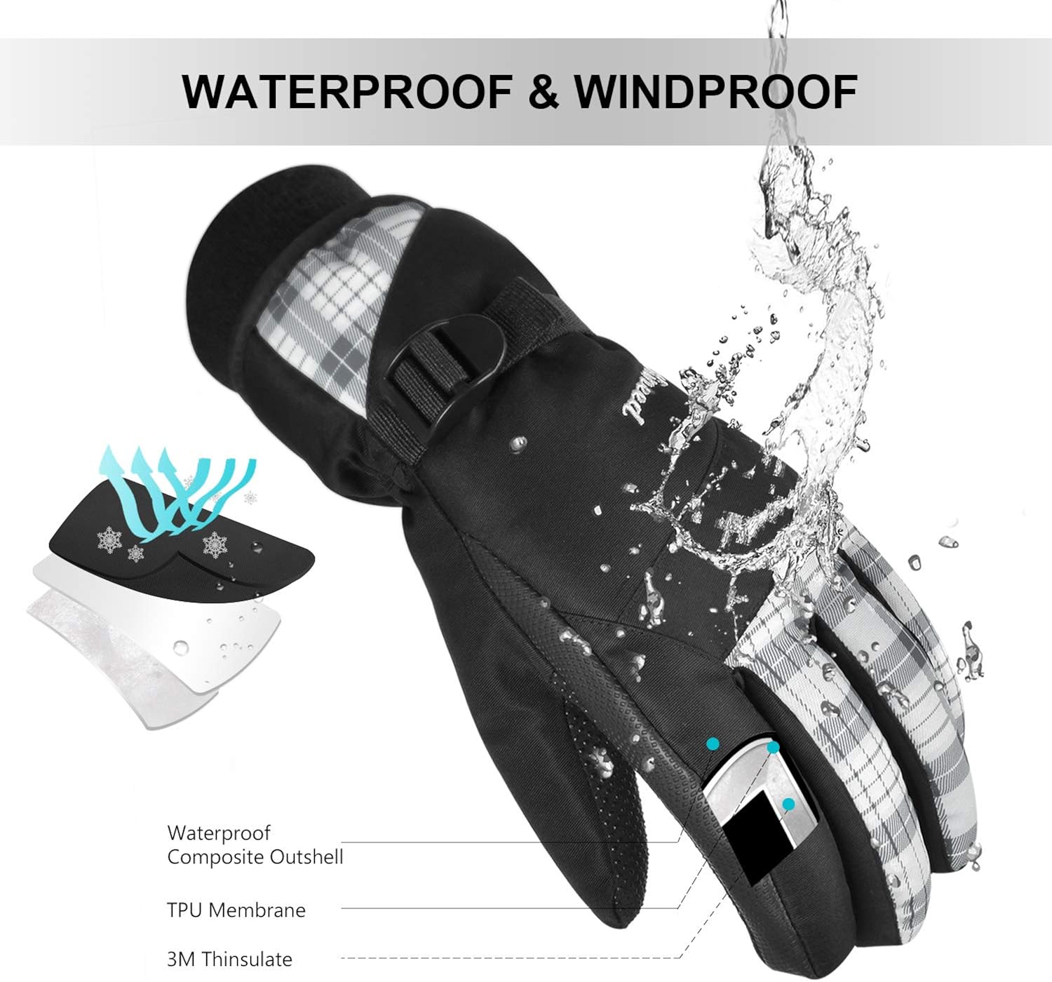 KINEED Waterproof Ski Gloves Touchscreen 3M Thinsulate Winter Warm Snow Gloves for Women Youth : Sports & Outdoors