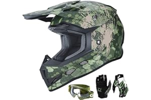 GLX GX623 Youth ATV/Dirt Bike Helmet Combo - Camo, Large - DOT
