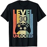 Level 30 Unlocked Shirt Funny Video Gamer 30th Birthday Gift T-Shirt