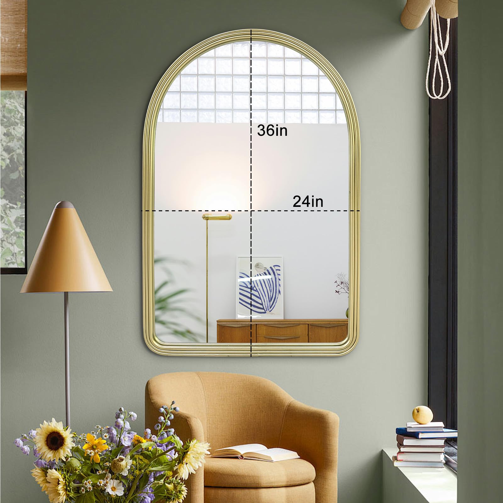 womilous Gold Areched Mirror - 24