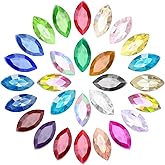 MECCANIXITY 100Pcs Horse Eye Shape Rhinestones, 4 x 8 mm Point Back Rhinestone Beads for Jewelry Making Crafts Costume Crystal Embellishments, Multicolored